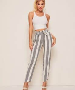 striped paperbag waist pants