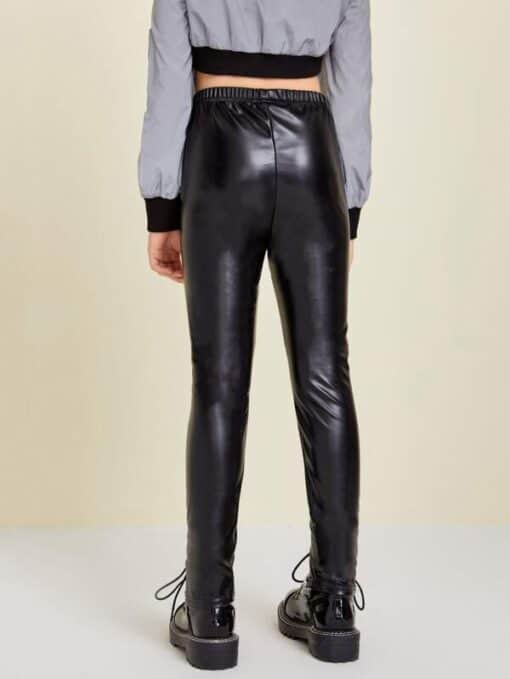 Shein Girls Split Hem Pu Leather Pants Pink Shop 