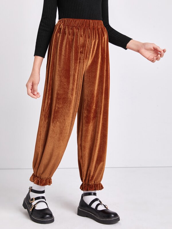 SHEIN Essnce Knot Front Paperbag Waist Carrot Pants
