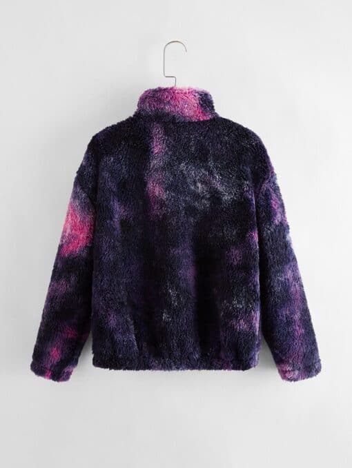 SHEIN Girls Tie Dye Teddy Drop Shoulder Jacket - Image 2