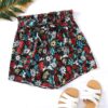 Shein Allover Floral Print Belted Paperbag Shorts