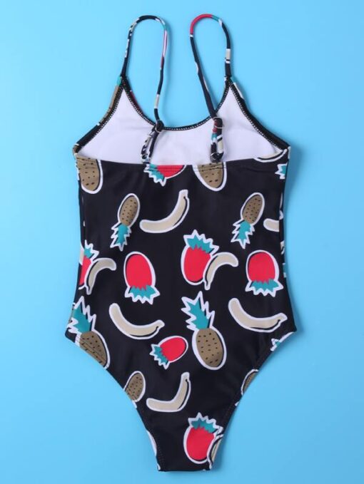 Shein Girls Fruit Print One Piece Swimsuit - Image 2