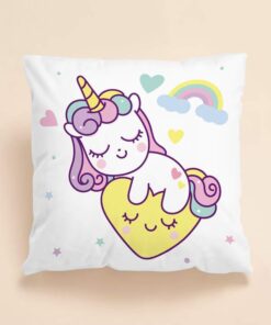 Shein Kids Cartoon Unicorn Print Cushion Cover Without Filler