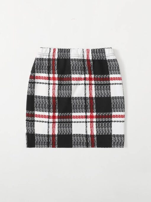 SHEIN Girls Plaid Split Hem Skirt - Image 2