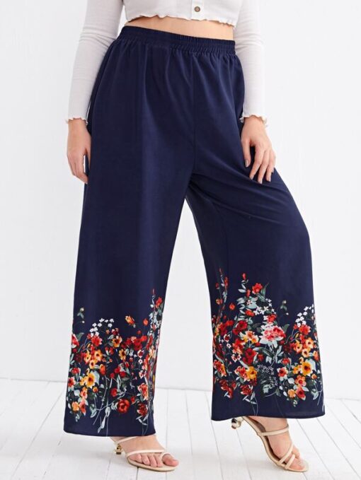 SHEIN Plus Floral Print Wide Leg Pants - Image 4