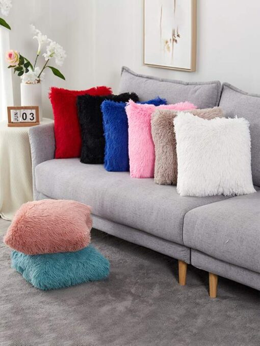 Shein Plain Plush Cushion Cover Without Filler - Image 3