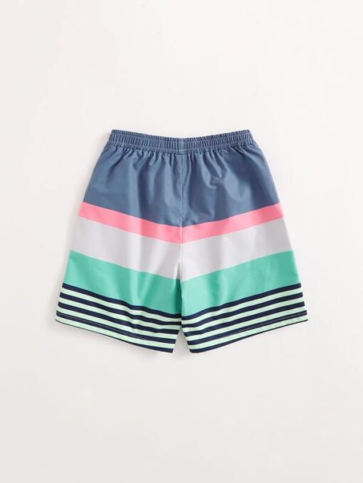 SHEIN Toddler Boys Slant Pocket Colorblock Striped Shorts - Image 2