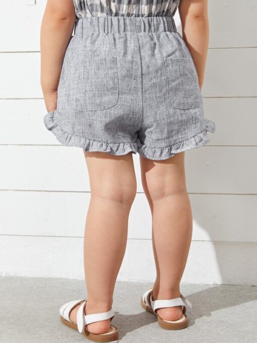 SHEIN Toddler Girls Bow Front Frill Trim Shorts - Image 2