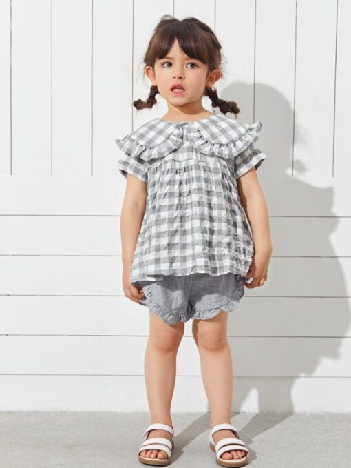 SHEIN Toddler Girls Bow Front Frill Trim Shorts - Image 3