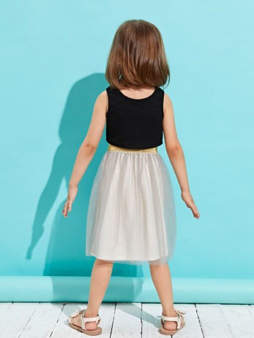 Shein Toddler Girls Zip Detail Tank Top & Mesh Skirt - Image 2