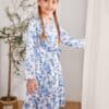 SHEIN Girls Satin Floral Belted Robe