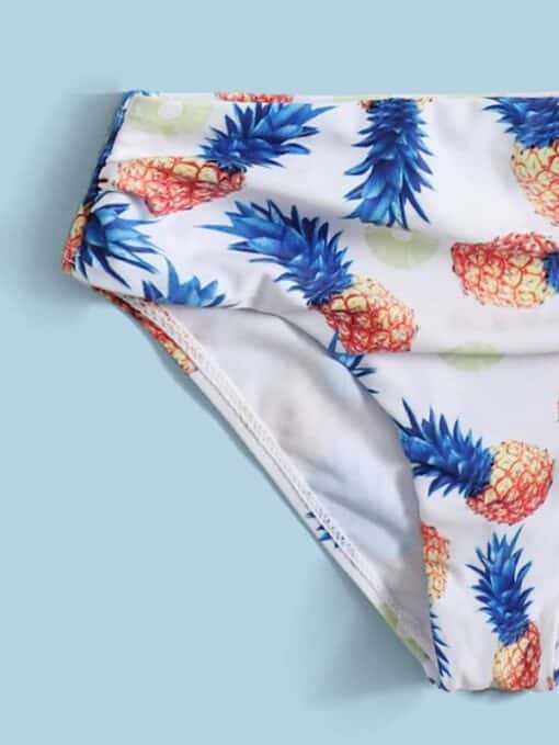 SHEIN Toddler Girls Pineapple Print Knot Hem Bikini Swimsuit - Image 3