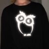 SHEIN Girls Reflective Owl Print Tie Hem Pullover