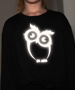 SHEIN Girls Reflective Owl Print Tie Hem Pullover