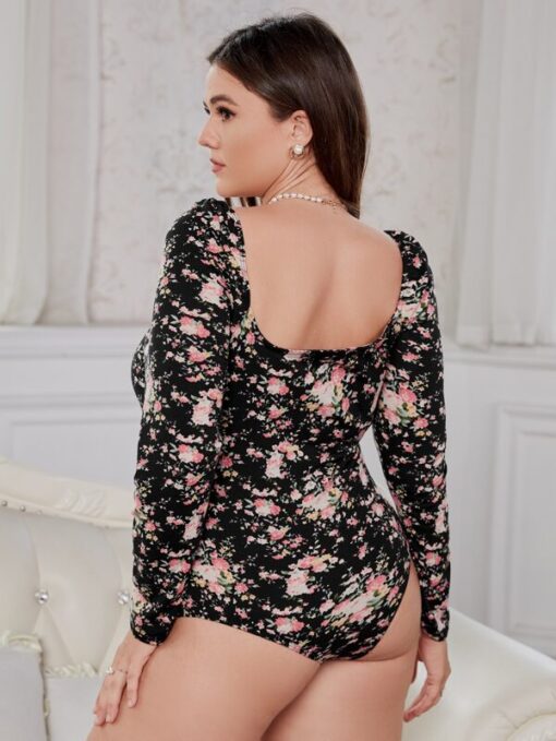 SHEIN Plus Sweetheart Neck Floral Bodysuit - Image 3