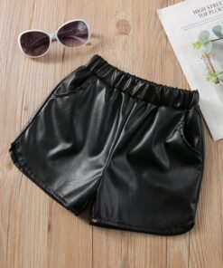 SHEIN Toddler Girls PU Leather Shorts