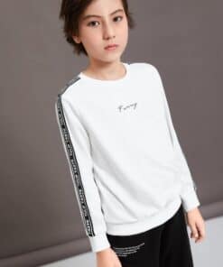 SHEIN Boys Letter Graphic Contrast Tape Pullover