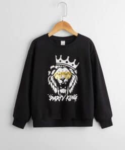 SHEIN Boys Lion & Letter Graphic Pullover