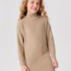 SHEIN Girls Solid High Neck Drop Shoulder Sweater Dress