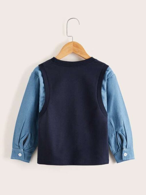 Shein Toddler Boys Letter Graphic 2 In 1 Sweatshirt - Image 2