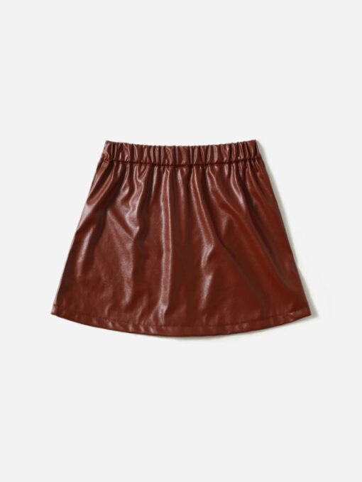 SHEIN Toddler Girls Zip Up PU Skirt - Image 4