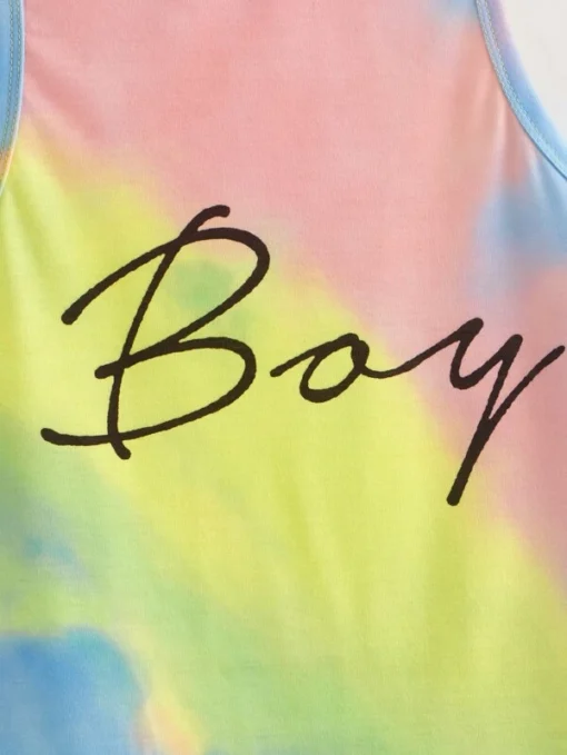 SHEIN Boys Tie Dye and Letter Print Tank Top - Image 2