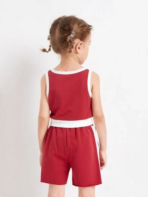 SHEIN Toddler Girls Colorblock Tank Top With Track Shorts - Image 4