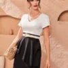 SHEIN Two Tone Peplum Dress Without Belt