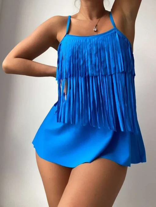 Shein Plain Fringe Hem Bikini Swimsuit - Image 3