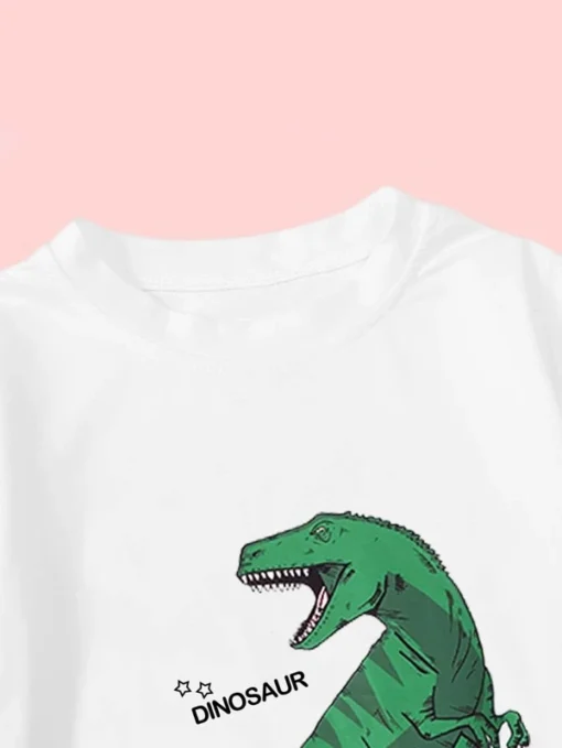 Shein Toddler Boys Dinosaur & Letter Graphic Tee - Image 3