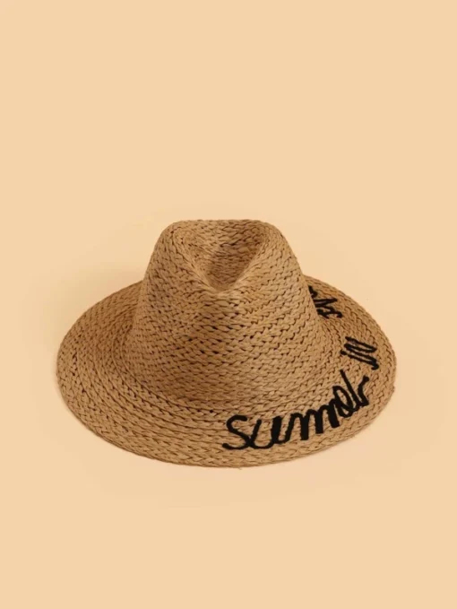 Shein Toddler Kids Letter Graphic Straw Hat - Image 2