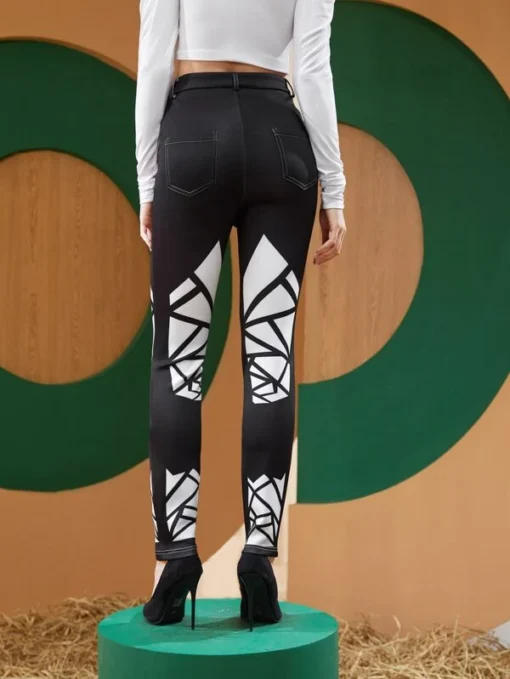 SHEIN X VB Collection Geo Panel Skinny Pants - Image 2