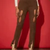 SHEIN Cut Out Split Hem Suedette Pants