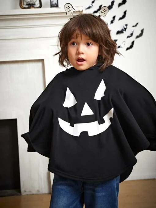 SHEIN Toddler Boys Halloween Print Batwing Sleeve Hoodie - Image 4