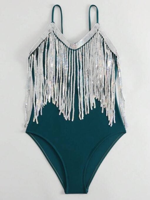 SHEIN Fringe Trim One Piece Swimsuit - Image 4