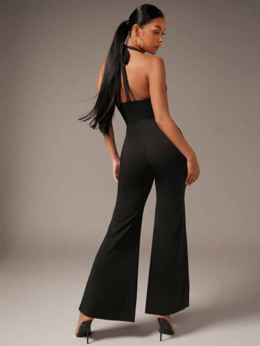 SHEIN BAE Cut Out Front Flare Leg Halter Jumpsuit - Image 2