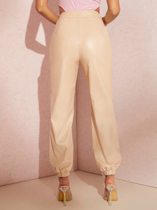 SHEIN BAE Solid PU Leather Jogger Pants - Image 2