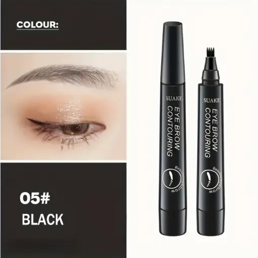 4-pointed Tip Black Liquid Eyebrow Pen