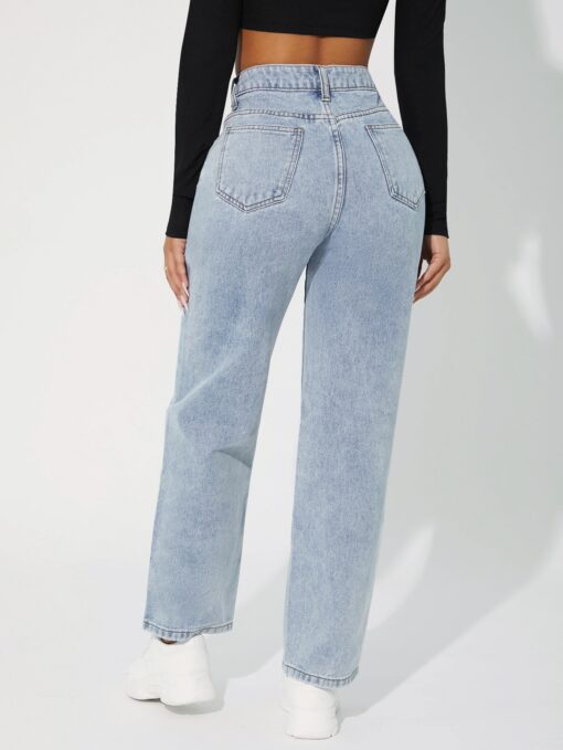 SHEIN PETITE High Waist Straight Leg Jeans - Image 2