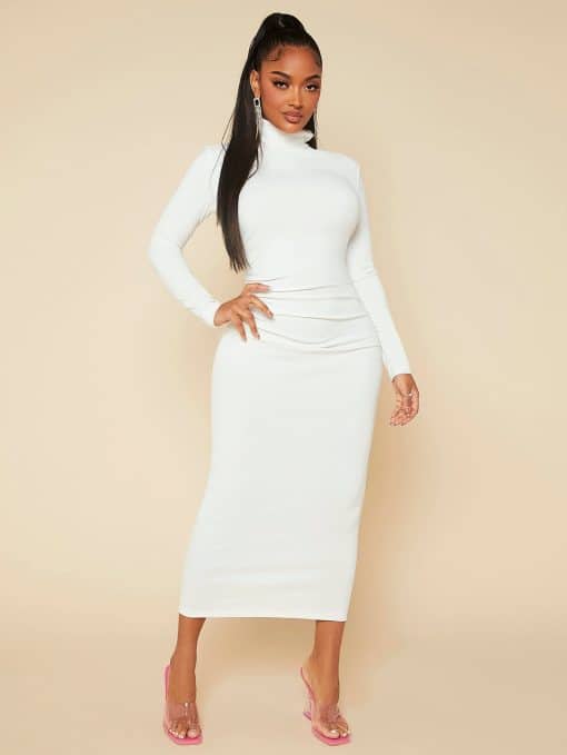 SHEIN SXY High Neck Solid Bodycon Dress - Image 3