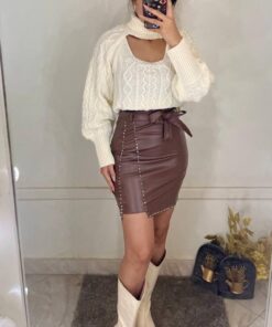 Pu leather skirt