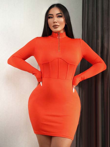 SHEIN Modely Sequin Gigot Sleeve Split Back Ruched Bodycon Dress | Dress |  OneHub