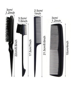 SHEIN 4 black Pieces Hair Styling Comb Set Teasing Hair Brush