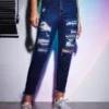 ROMWE Ripped Raw Hem Cropped Jeans