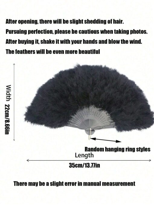 shein 1pc Black Feather Fan For Performance And Photography, Adults And Kids - Image 3