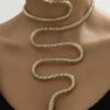 1pc Autumn/Winter Metallic Snake Coiled Necklace