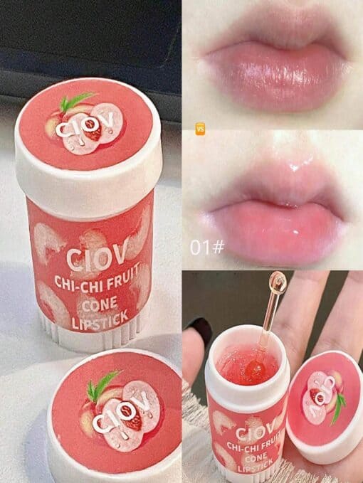 SHEIN Lip balm in the shape of ice cream, 3 pieces, with strawberry, peach and papaya flavors - Image 3