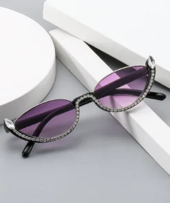 SHEIN 1pc Women's Cat Eye Shaped Sunglasses, Fashionable Pc Frame With Rhinestone