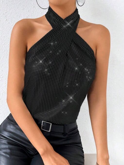 SHEIN BAE Criss Cross Halter Top - Image 3