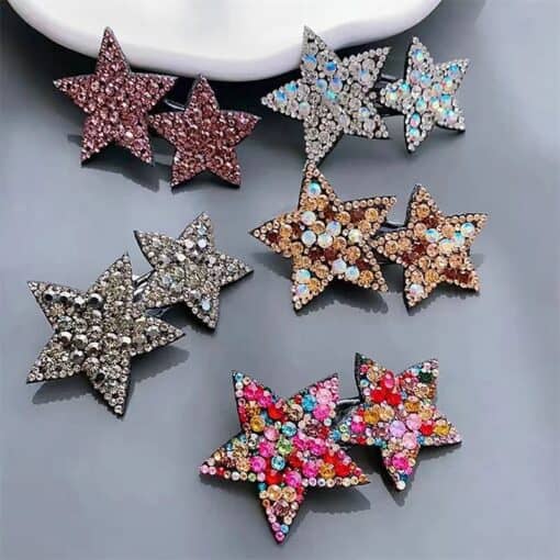 Women's Hair Comb & Clip, Stars & Rhinestones Decorated - Image 5